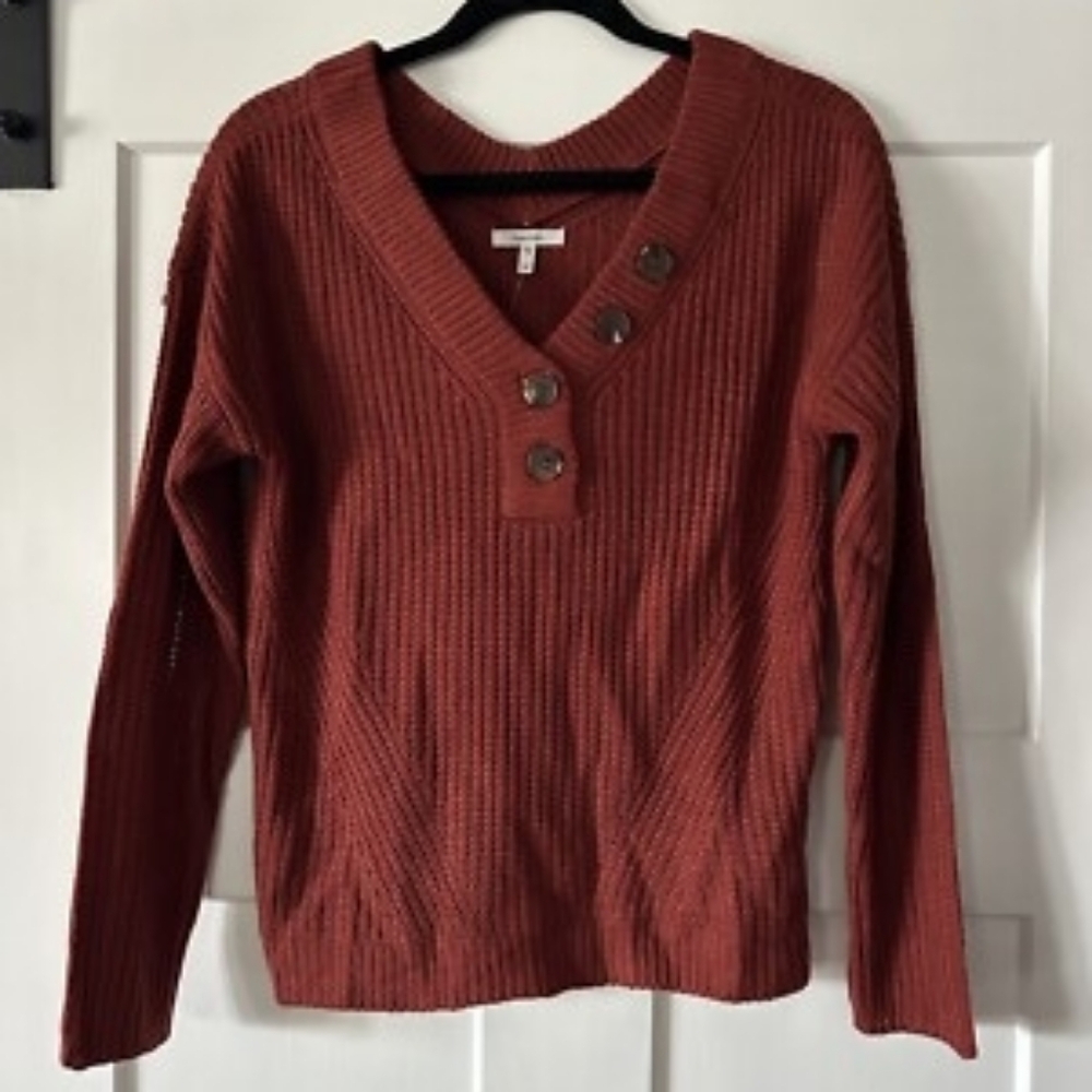 Women's Rust Sweater with Button Detail